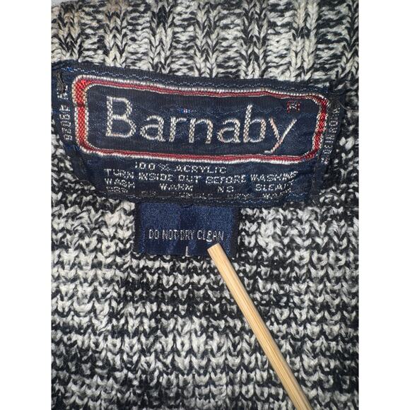 Vintage 90s Black White Cosby Button Front Cardigan Mens Large Funky Grandpa Dad - Picture 7 of 8